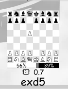 scandinavian defense position after 2.exd5 showing Black's options at 1000 elo